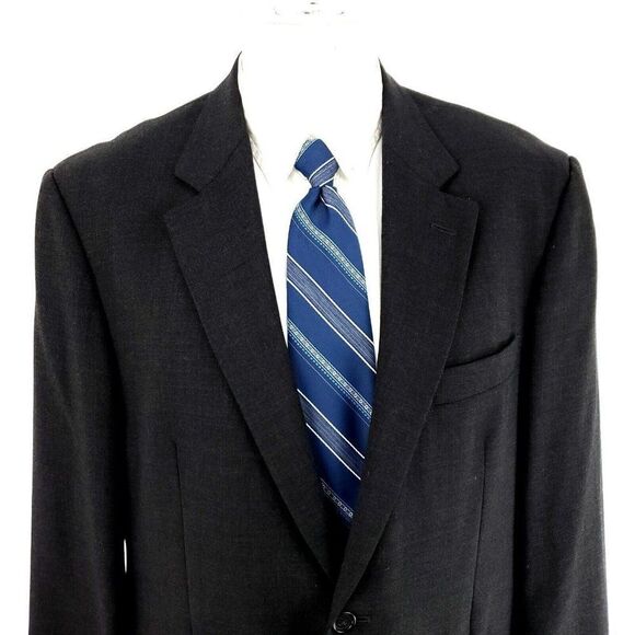 Pronto Uomo Lessona Natural Stretch‎ Worsted Wool 2 Button Blazer 42R Gray Check - Picture 1 of 12